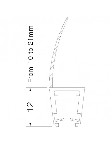 PROFIL P/DICHTUNGSTÜR FÜR GLAS BOX mm. 3-4-5 VORSCHUB mm. 20