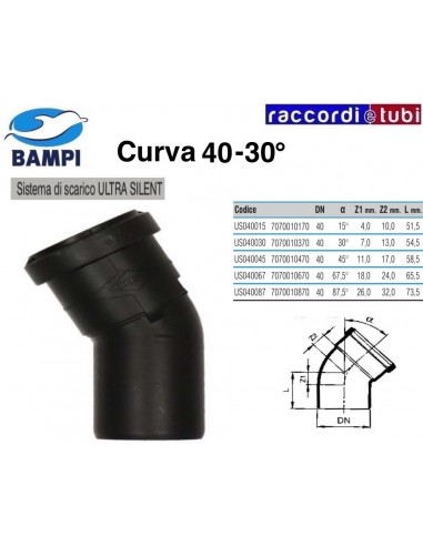CURVA A INNESTO ULTRA SILENT DIAM.40  30°