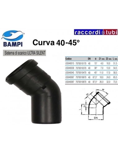 CURVA A INNESTO ULTRA SILENT DIAM.40  45°