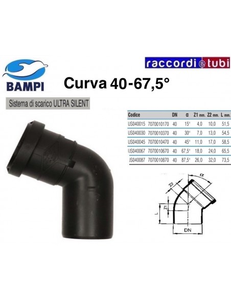 CURVA A INNESTO ULTRA SILENT DIAM.40  67°