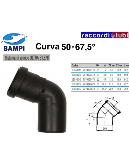 CURVA A INNESTO ULTRA SILENT DIAM.50  67°