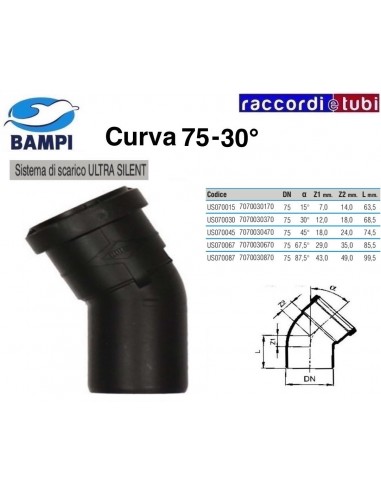 CURVA A INNESTO ULTRA SILENT DIAM.75  30°