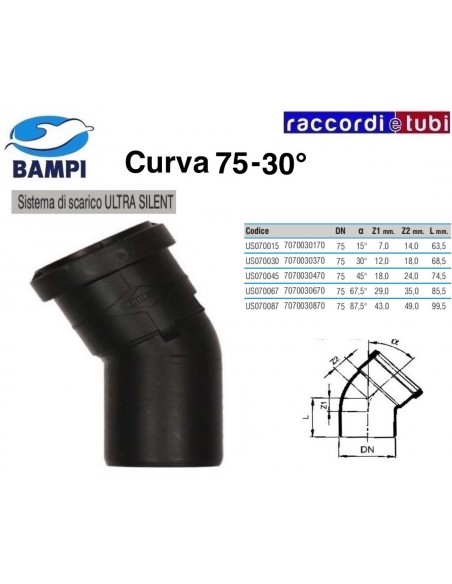 CURVA A INNESTO ULTRA SILENT DIAM.75  30°