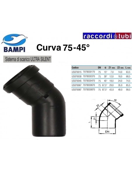 CURVA A INNESTO ULTRA SILENT DIAM.75  45°