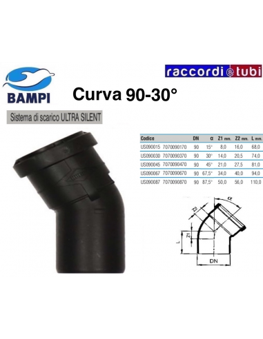 CURVA A INNESTO ULTRA SILENT DIAM.90  30°