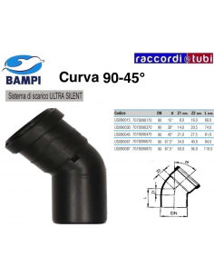 CURVA A INNESTO ULTRA SILENT DIAM.90  45°