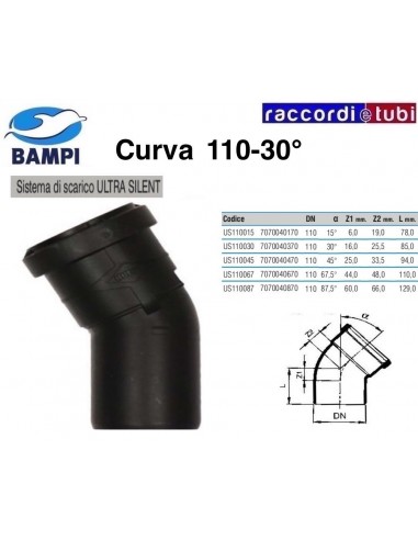 Ultra Silent Einsteckbogen Ø110 30°