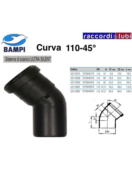 CURVA A INNESTO ULTRA SILENT DIAM.110  45°