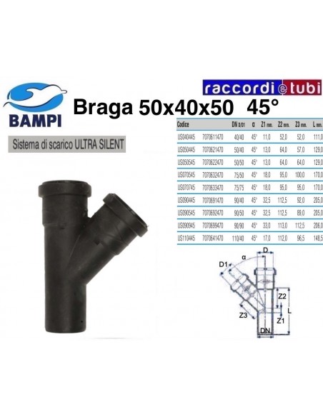 BRAGA A INNESTO ULTRA SILENT DIAM.50X40X50 45°