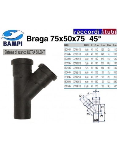 BRAGA A INNESTO ULTRA SILENT DIAM.75X50X75 45°