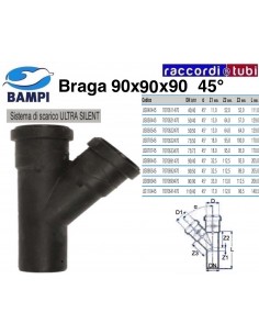 BRAGA A INNESTO ULTRA SILENT DIAM.90X90X90 45°