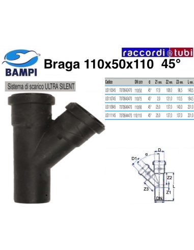 BRAGA A INNESTO ULTRA SILENT DIAM.110X50X110 45°