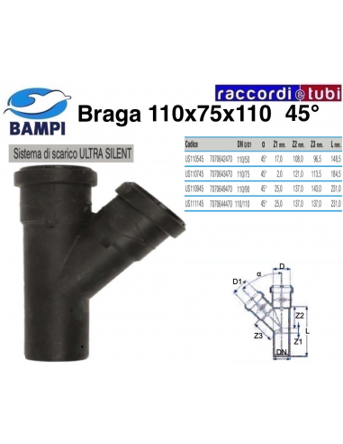 BRAGA A INNESTO ULTRA SILENT DIAM.110X75X110 45°