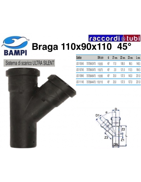 BRAGA A INNESTO ULTRA SILENT DIAM.110X90X110 45°