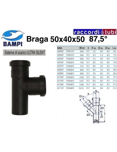 BRAGA A INNESTO ULTRA SILENT DIAM.50X40X50 87,5°
