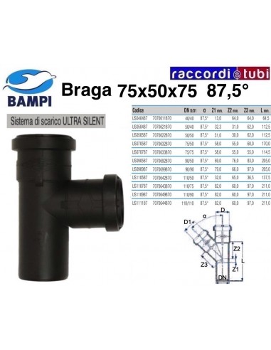 BRAGA A INNESTO ULTRA SILENT DIAM.75X50X75 87,5°