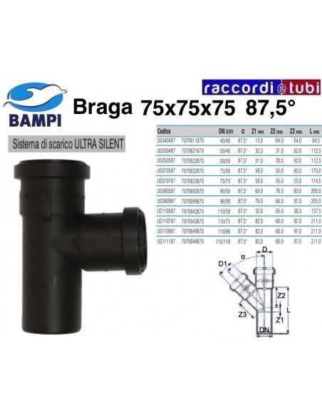 BRAGA A INNESTO ULTRA SILENT DIAM.75X75X75 87,5°