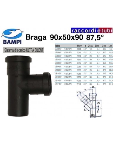 BRAGA A INNESTO ULTRA SILENT DIAM.90X50X90 87,5°