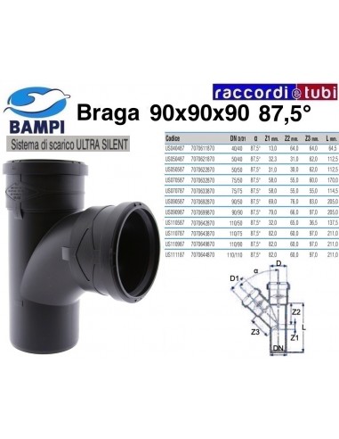 BRAGA A INNESTO ULTRA SILENT DIAM.90X90X90 87,5°