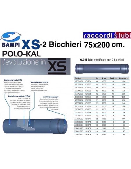 TUBO XS 101968 2 BICCHIERI 75-2000
