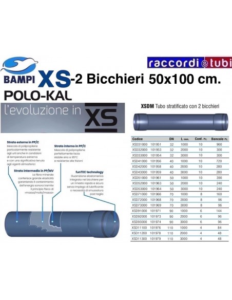 TUBO XS 101961 2 BICCHIERI 50-1000