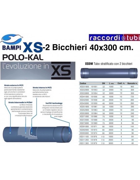 TUBO XS 101959 2 BICCHIERI 40-3000