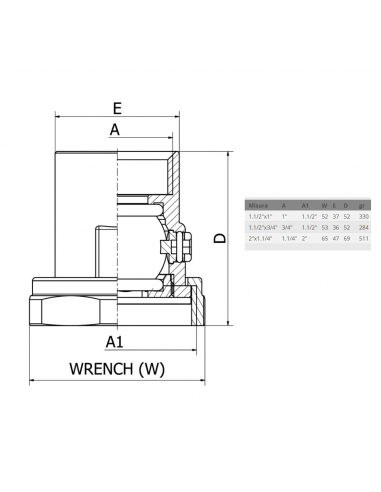 Bocchettone per Circolatore CON CHIUSURA F1"1/2...