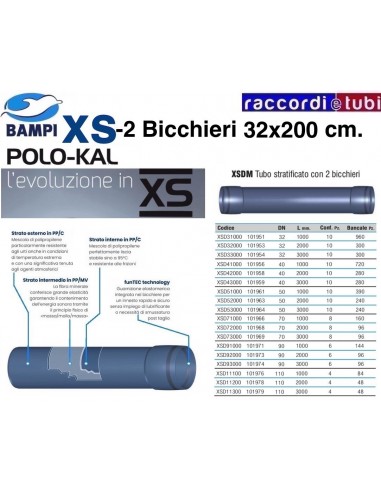 TUBO XS 101953 2 BICCHIERI 32-2000