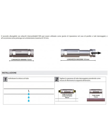 RACCORDO ALLUNGABILE CON ATTACCHI INTERCAMBIABILI FAR 24X19
