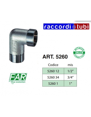 GOMITO OTTONE CROMATO FAR M.1/2X24/19 ART.5260 12