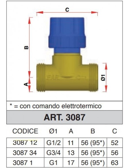 PISTON-SCHALTVENTIL FAR MM 1/2 ZWEIGANG FÜR ELEKTROTHERMISCHEN BETRIEB