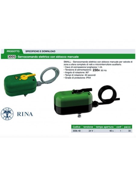 SERVOCOMANDO FAR 230V PER VALVOLE DI ZONA  A SFERA  ART.3005 40