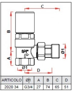 VALVOLA FAR DIFFERENZIALE DI BY-PASS 3/4 A SQUADRA 2