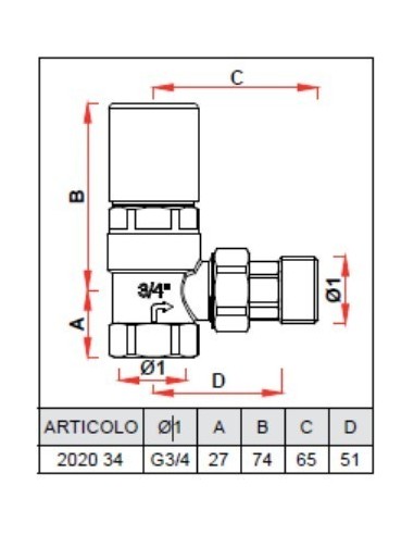 VALVOLA FAR DIFFERENZIALE DI BY-PASS 3/4 A SQUADRA