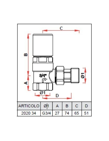 DREHGESCHWINDIGKEITS-ÜBERBRÜCKUNGSVENTIL 3/4 WINKEL