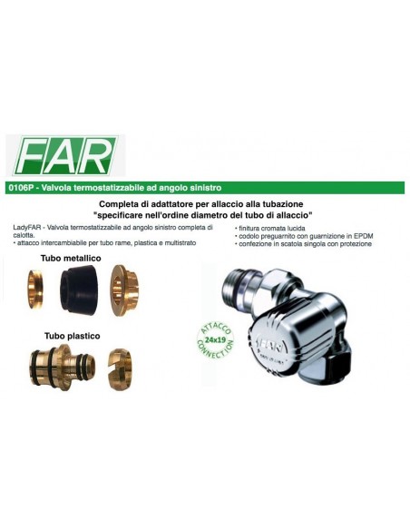 VALVOLA LADYFAR AD ANGOLO SINISTRA CROMATA 1/2X24/19 ART.0106 12