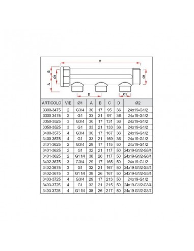 COLLETTORE FAR OTTONE CROMATO MF 3/4X24/19X3...