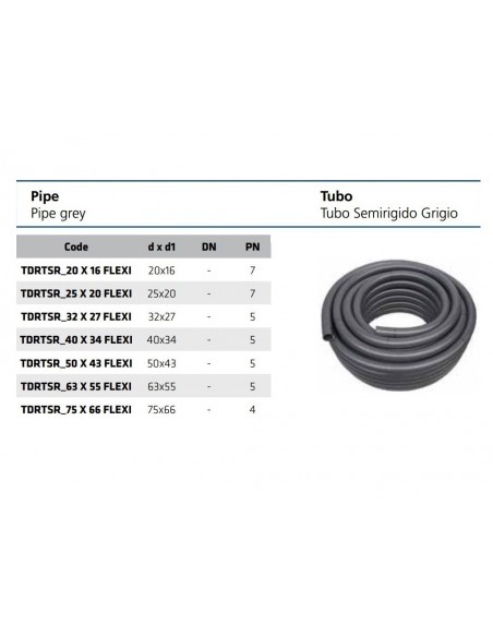 TUBO PVC DIAMETRO 32 IN ROTOLO COLORE GRIGIO