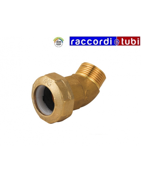 GOMITO IN OTTONE MASCHIO 32X1" PER TUBO IN POLIETILENE 45°
