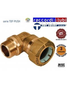 GOMITO IN OTTONE MASCHIO TOF 40X1.1/4 PER TUBO IN...