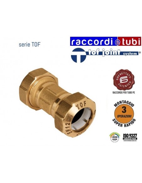 MANICOTTO IN OTTONE TOF 25X25 PER TUBO IN POLIETILENE