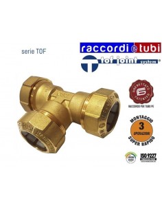 TE IN OTTONE TOF 20X20X20 PER TUBO IN POLIETILENE