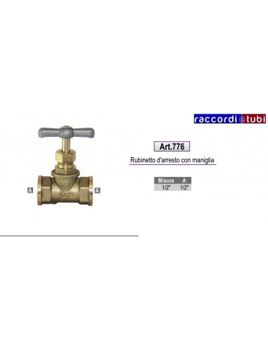 RUBINETTO D'ARRESTO IN OTTONE CON MANIGLIA