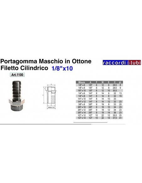 PORTAGOMMA OTTONE M.1/8X10