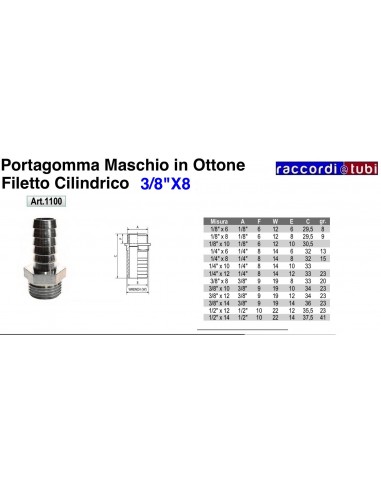 PORTAGOMMA OTTONE M.3/8X8