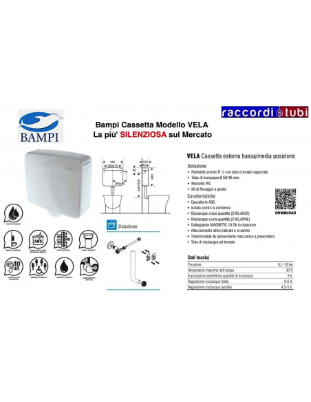 BAMPI VELA SPÜLKASTEN 2-TASTEN SCHWIMMER MAGNETISCH