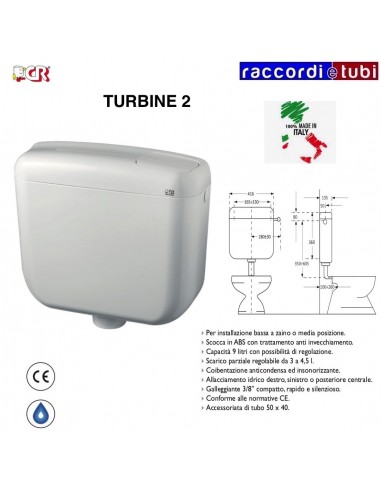 CASSETTA ESTERNA IN ABS TURBINE 2 TASTI