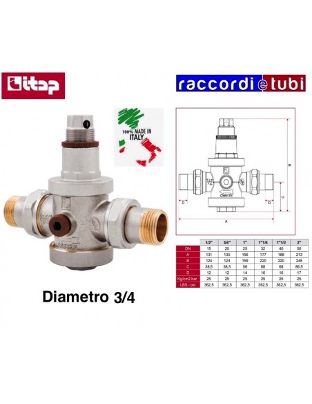 RIDUTTORE DI PRESSIONE ITAP FF 3/4 PN25 CON BOCCHETTONI MM