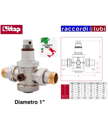 RIDUTTORE DI PRESSIONE ITAP FF 1" PN25 CON BOCCHETTONI MM
