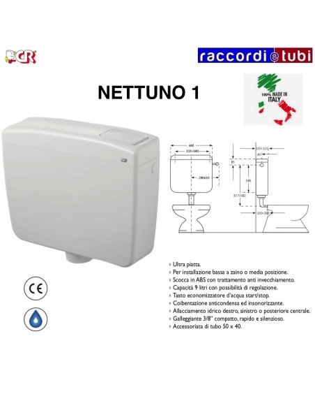 NETTUNO SPÜLKASTEN 1 EINZELNER TASTER